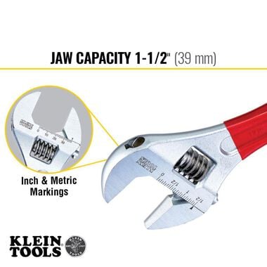 Klein Tools 12 Extra Capacity Adjustable Wrench, large image number 2