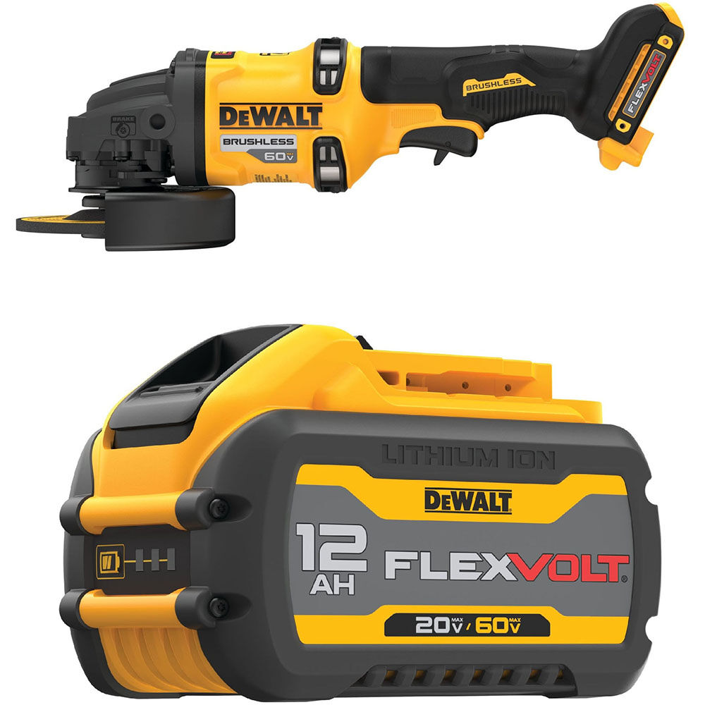 DEWALT 60V MAX Cordless Grinder & 20/60V MAX 12Ah Battery Bundle, large image number 1