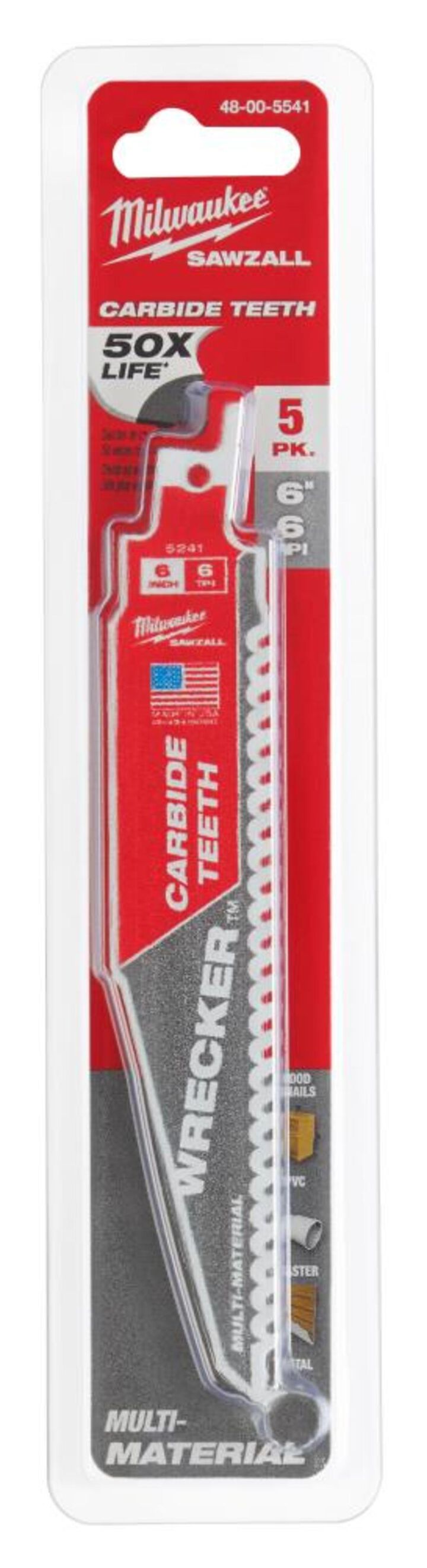 Milwaukee 6inch 6 TPI THE WRECKER with Carbide Teeth SAWZALL Blade 5PK, large image number 13