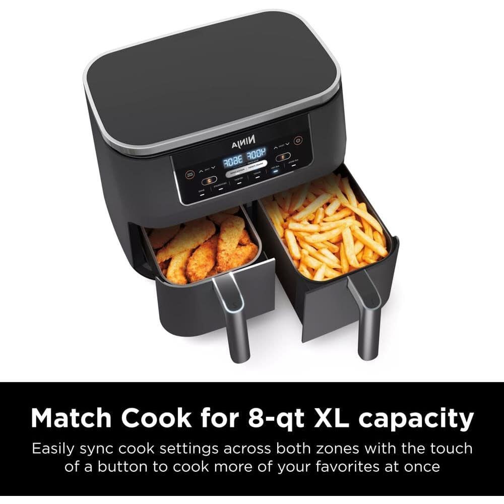 Ninja Foodi 8 Qt 6 in 1 Two Basket Air Fryer with DualZone Dark Grey, large image number 4