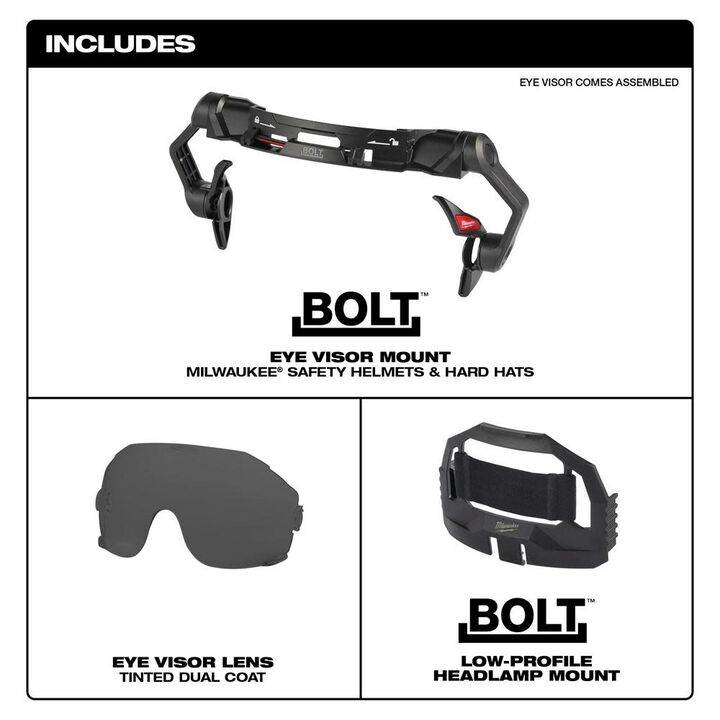 Milwaukee BOLT Eye Visor Tinted Dual Coat Lens Compatible with Safety Helmets & Hard Hats, large image number 4