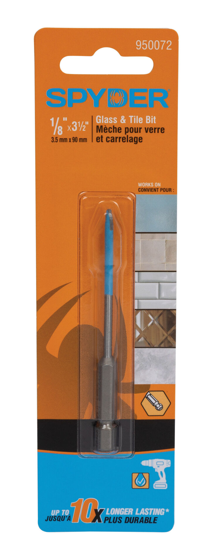 Spyder 1/8 Inch x 3.5 Inch Tile & Glass Drill Bit, Carbide-Tipped, large image number 8