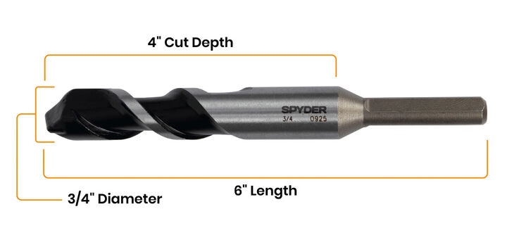 Spyder 3/4 Inch x 6 Inch Carbide-Tipped Impact Shank Hammer Drill Bit, large image number 6