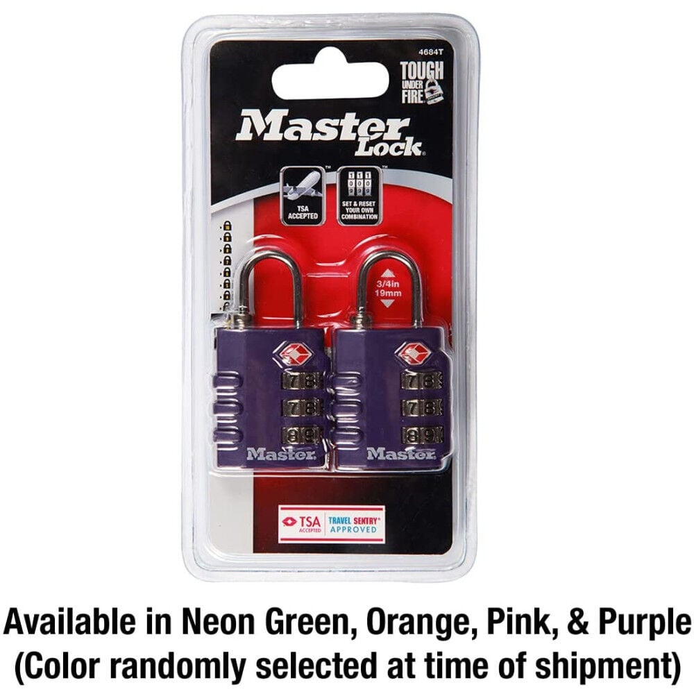 Master Lock Luggage Lock 1 3/8in 3 Dial Combination 2pk, large image number 6