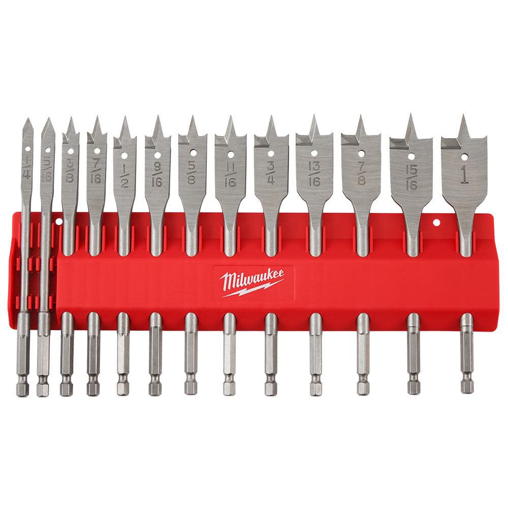 Milwaukee 13 PC Flat Boring Bit Set, large image number 1