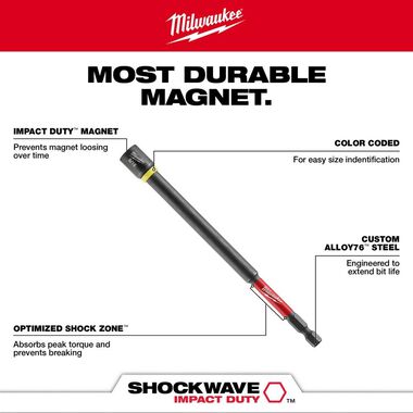 Milwaukee SHOCKWAVE Impact Duty 1/4inch x 6inch Magnetic Nut Driver, large image number 3