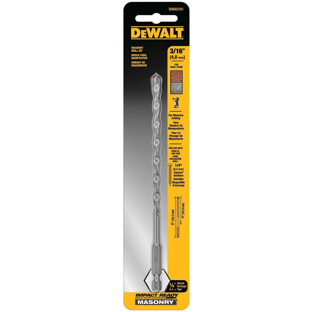 DEWALT 3/16-in x 4-in x 6-in Impact Ready Masonry Bit, large image number 3