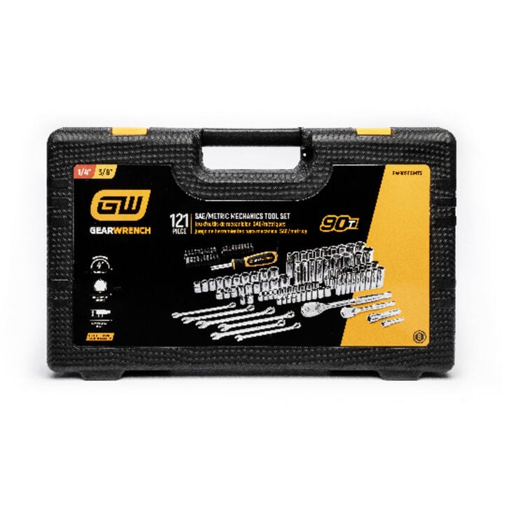 GEARWRENCH 1/4 Inch, 3/8 Inch SAE/MM Mechanics Hand Tool Set, 121 Piece, large image number 2