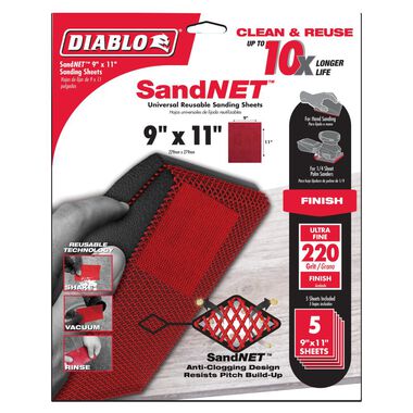 Diablo Tools SandNET Sanding Sheets 9in x 11in 220 Grit Universal Reusable, large image number 3