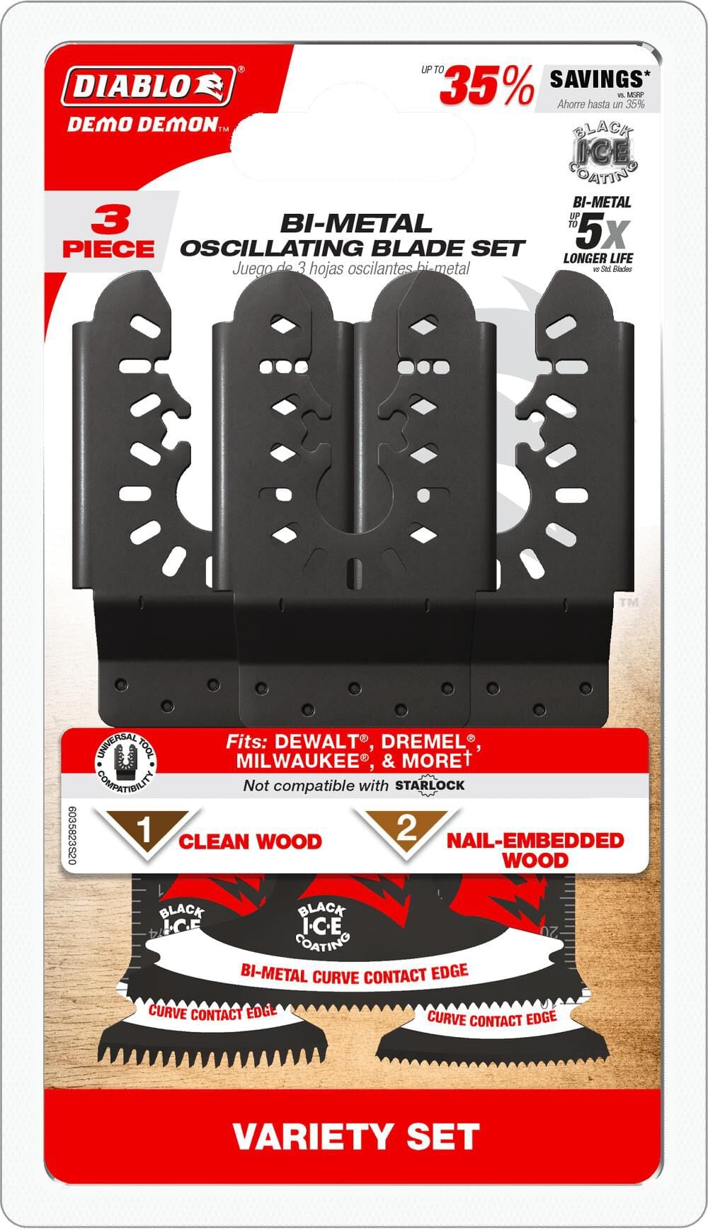 Diablo Tools Demo Demon Universal Fit Bi-Metal Oscillating Blade Set, 3 Pieces, large image number 4