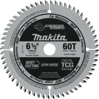 Makita 6-1/2in 60T (TCG) Carbide-Tipped Cordless Plunge Saw Blade
