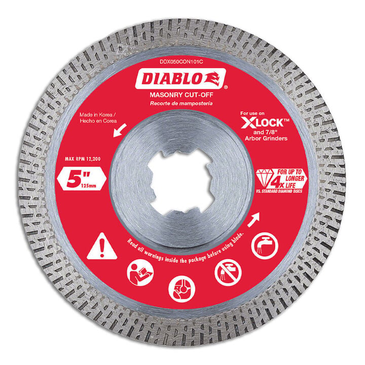 Diablo Tools X-LOCK 5 Inch Continuous Rim Diamond Cut-Off Disc for Masonry