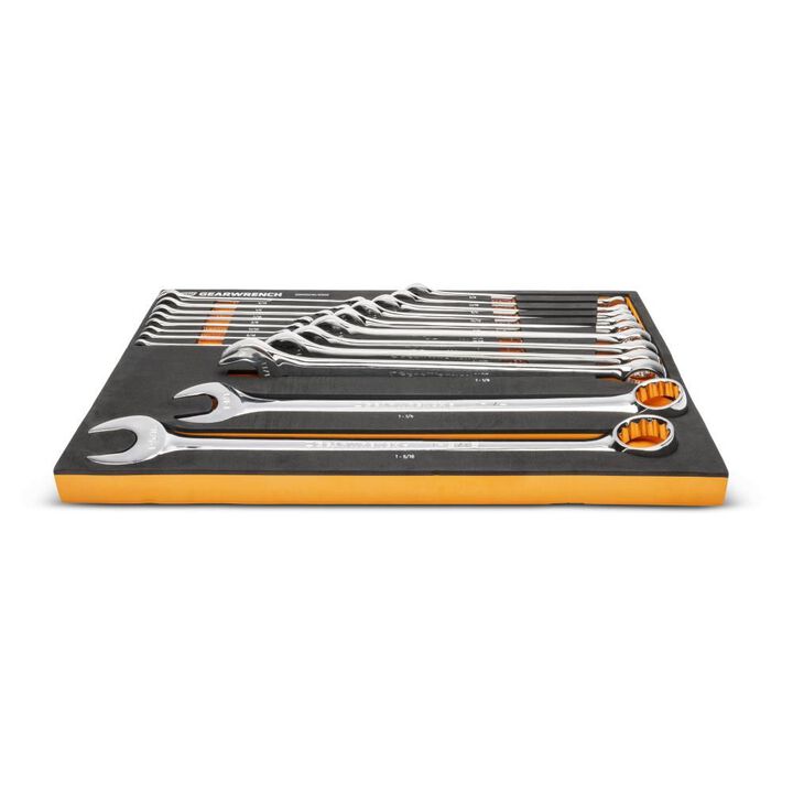GEARWRENCH 12 Point Long Pattern Combination SAE Wrench Set in Foam Storage Tray 19pc, large image number 1