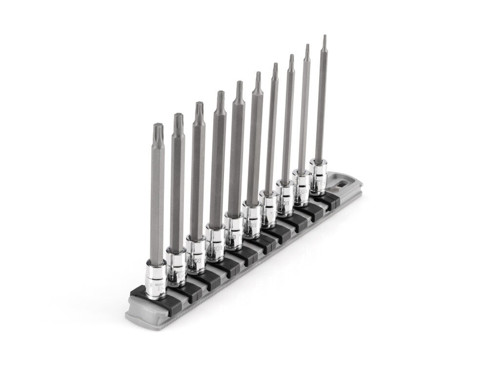 Tekton 1/4 Inch Long Torx Bit Socket Set with Rail, T6-T30, 10 Pieces, large image number 1