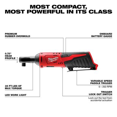 Milwaukee M12 Cordless 3/8 In. Ratchet (Bare Tool), large image number 1