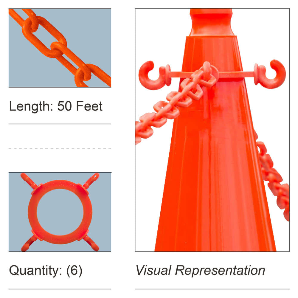 Mr Chain Six Cone Chain Connector Kit with Plastic Chain Orange, large image number 2