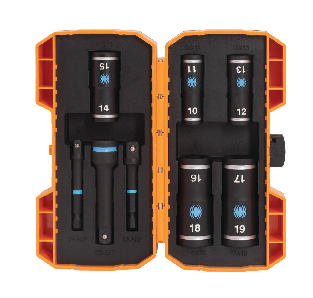Spyder Impact Flip Socket Set, 3 Inch Extension & 2 Hex Adapters, 8 Pieces, large image number 3