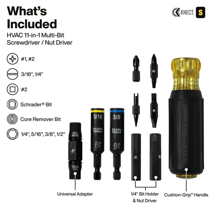 Klein Tools KNECT Impact-Rated HVAC Screwdriver/Nut Driver 11-in-1, large image number 2