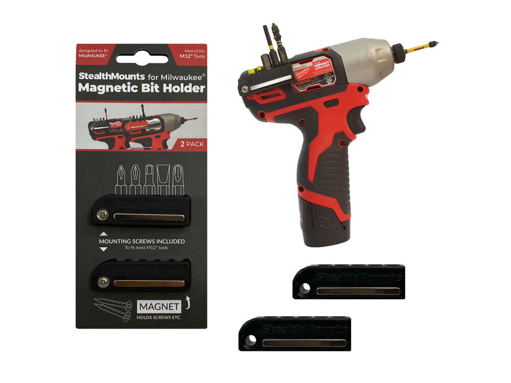 Stealthmounts Bit Holder for Milwaukee M12 2pk Black BH MW12 BLK 2