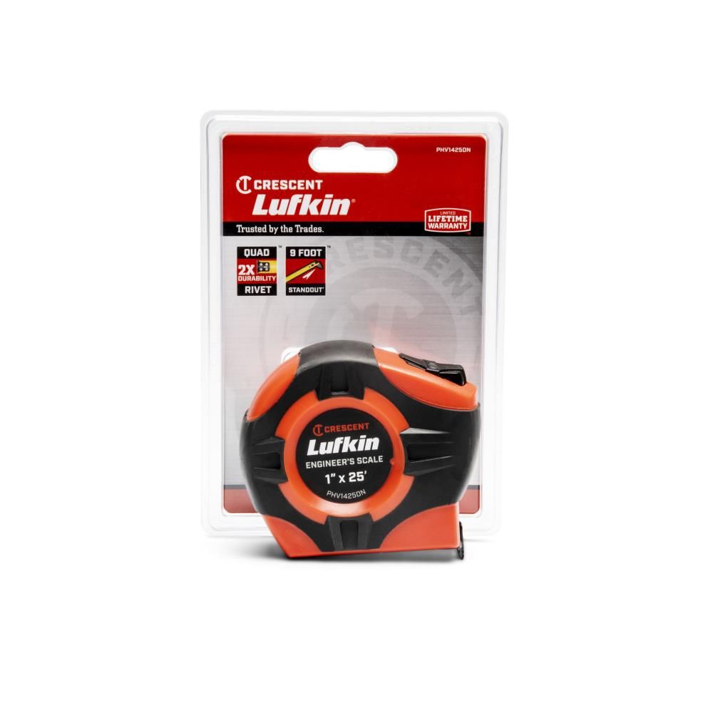Crescent Lufkin Engineer's Tape Measure 1 In. x 25 Ft. Hi-Viz Orange P1000, large image number 3