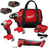 Milwaukee M18 1/2 Inch Drill Driver, 1/4 Inch Impact Driver & Multi-Tool Saw Kit Bundle, small image number 1