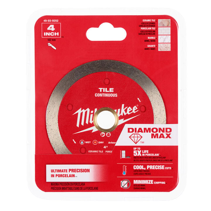 Milwaukee Diamond Max 4 Inch Continuous Rim Diamond Blade for Tile, large image number 5