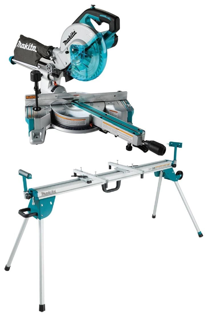 Makita 8-1/2 Inch Slide Compound Miter Saw & Folding Miter Saw Stand Bundle