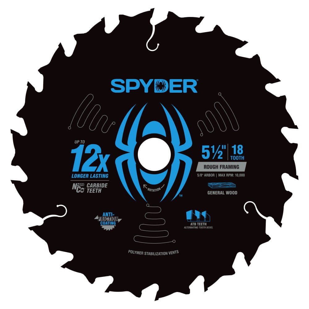 Spyder 5-1/2 Inch 18T Circular Saw Blade for Rough Framing - 13029