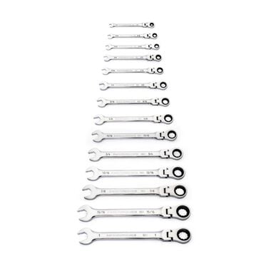 GEARWRENCH 14 Pc 90T 12 Point Flex Head Ratcheting Combination SAE Wrench Set, large image number 2