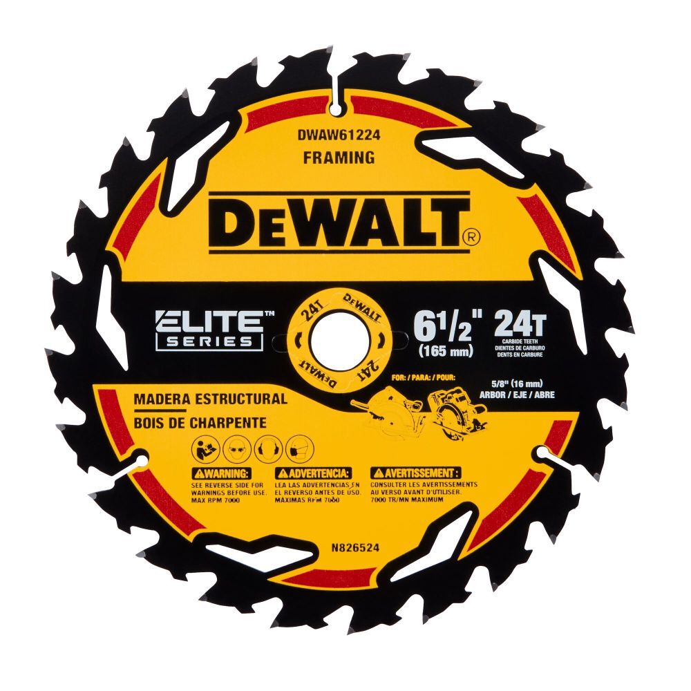 DEWALT Elite Series Blister Circular Saw Blade 6 1/2in 24T, large image number 1