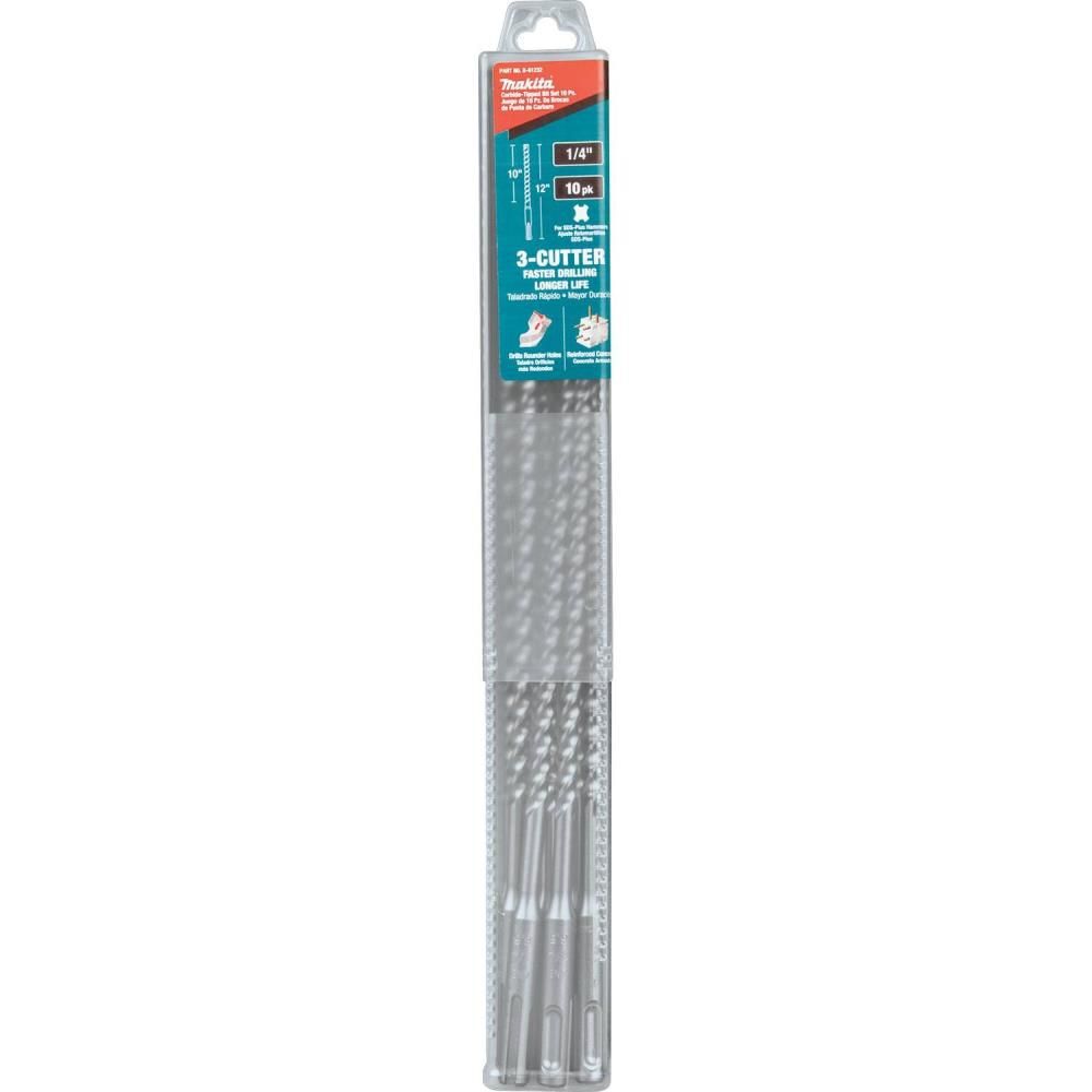 Makita 1/4in x 12in SDS-Plus Bit, 3-Cutter, 10pk, large image number 11