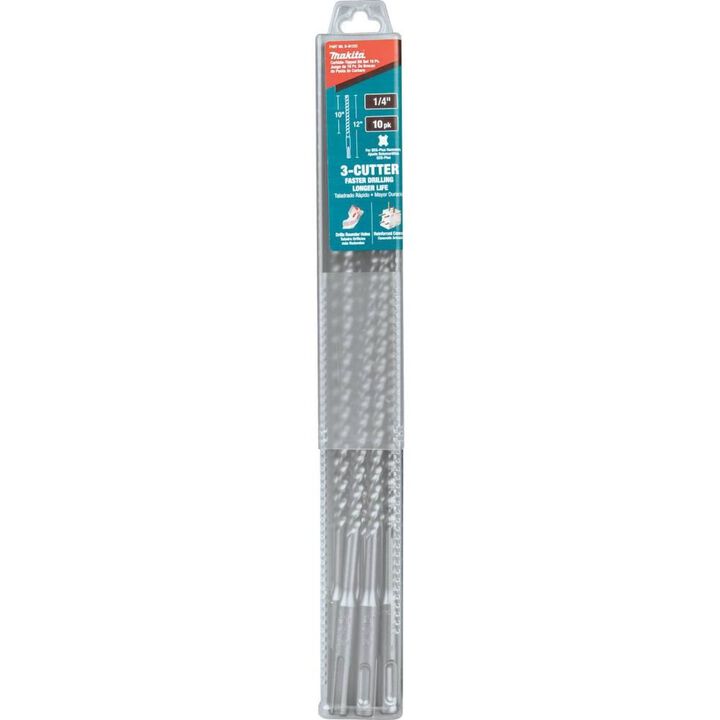 Makita 1/4in x 12in SDS-Plus Bit, 3-Cutter, 10pk, large image number 10