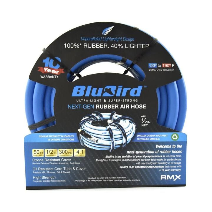 BluBird Nex-Gen 1/2 Inch x 50 Ft. Rubber Air Hose Assembly, large image number 3