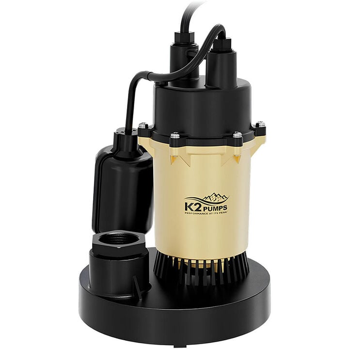 K2 Pumps Sump Pump 1/3 HP Cast Aluminum with Direct in Tethered Switch