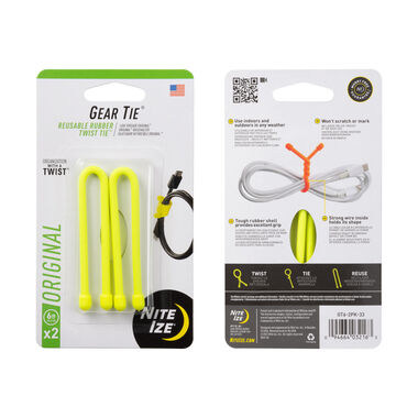 Nite Ize Gear Tie Reusable Rubber Twist Tie 6in 2pk Neon Yellow, large image number 2