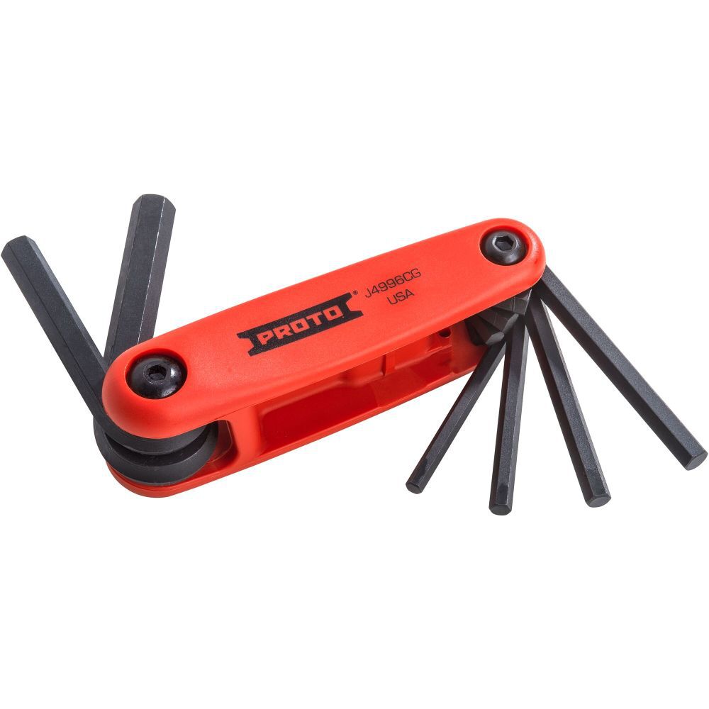 Proto 6 Piece Folding Hex Key Set with Comfort Grip: 5/32-3/8 in, large image number 1