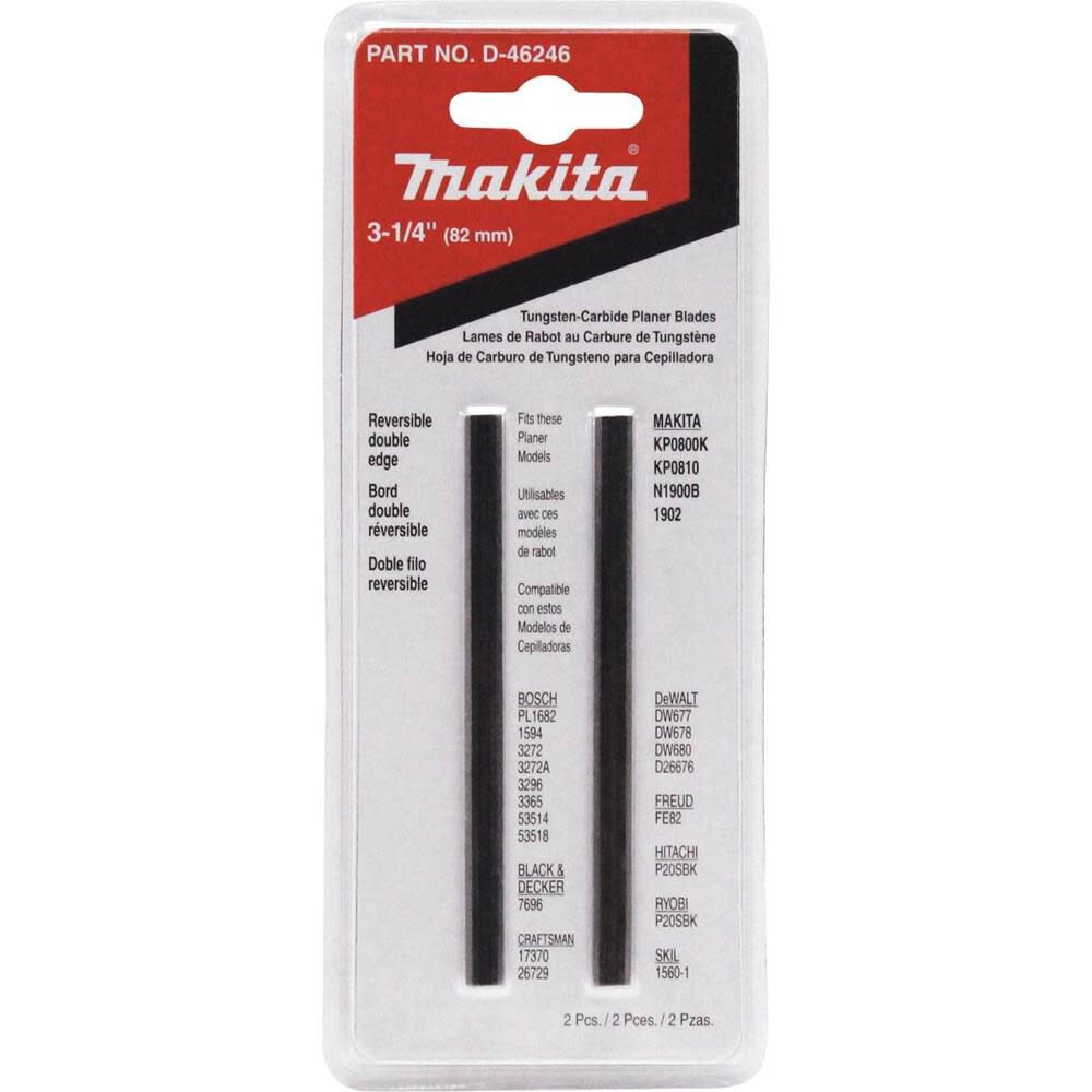 Makita 31/4 in. Planer Blade Set Double Edged TungstenCarbide D46246