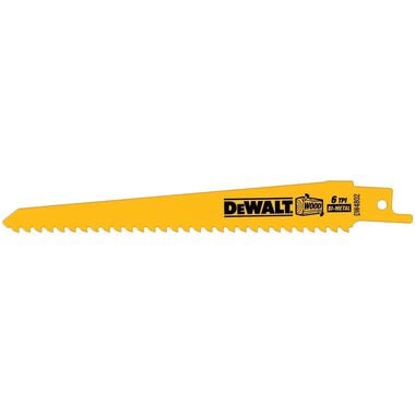 DEWALT 6 In. 6TPI Recip Blade Wood Cutting (1 Blade), large image number 0