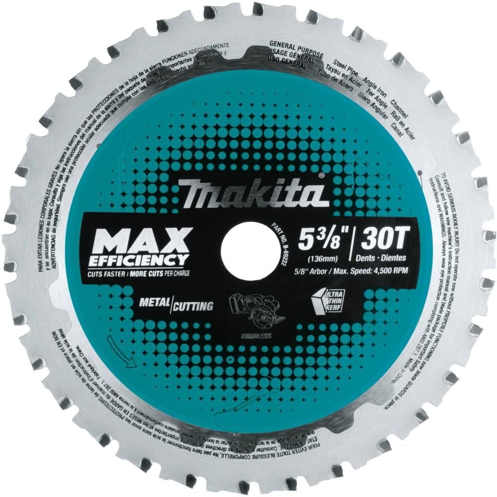 Makita 5-3/8 Inch 30T Carbide-Tipped Max Efficiency Saw Blade Metal/General Purpose, large image number 1