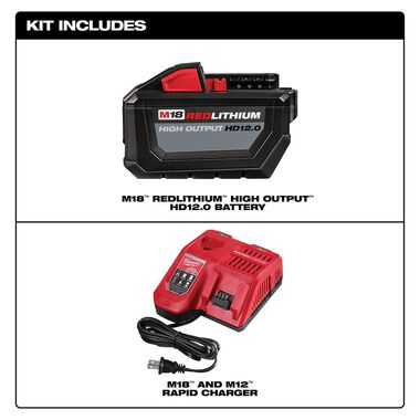 Milwaukee M18 REDLITHIUM HIGH OUTPUT HD 12.0Ah Battery and Charger Starter Kit, large image number 1