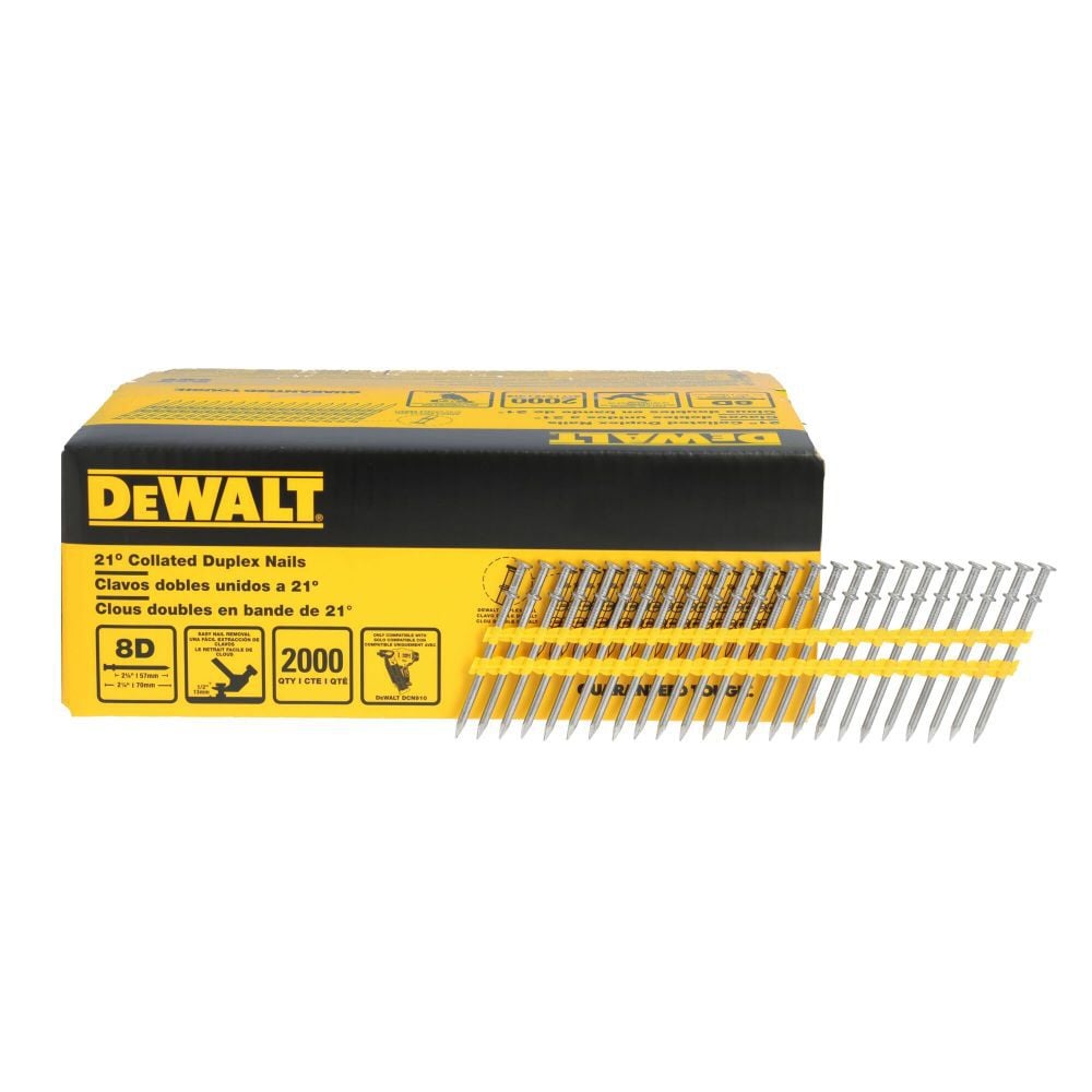 DEWALT 21 Degree Collated Duplex Nails 8D 2-3/4 Inch x 0.131 Inch 2000 Pieces – DN275