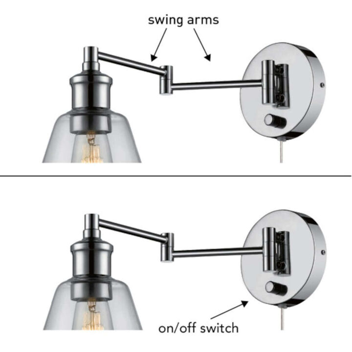 Globe Electric LeClaire Wall Sconce 1 Light Chrome Clear Vintage, large image number 2