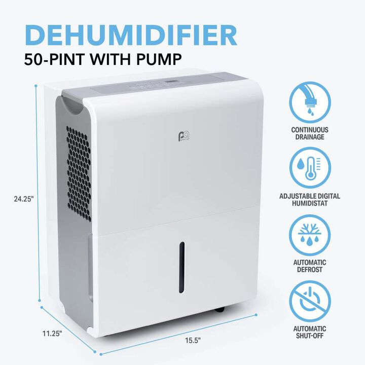 Perfect Aire 50 Pint 4500 Sq Ft Dehumidifier with Built-In Pump to Drain, large image number 1