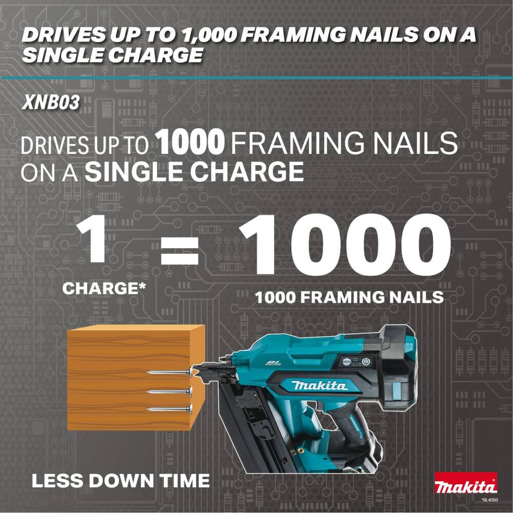 Makita 18V LXT 4.0Ah Lithium-Ion Brushless Cordless 21 Degree Full Round Head 3-1/2 Inch Framing Nailer Kit, large image number 5