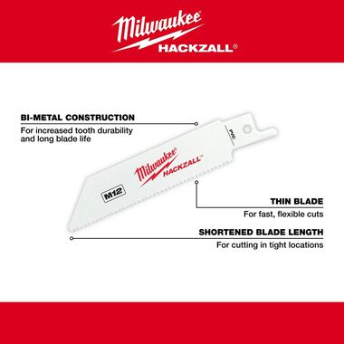Milwaukee M12 HACKZALL Bi-Metal Blade - PVC, large image number 4