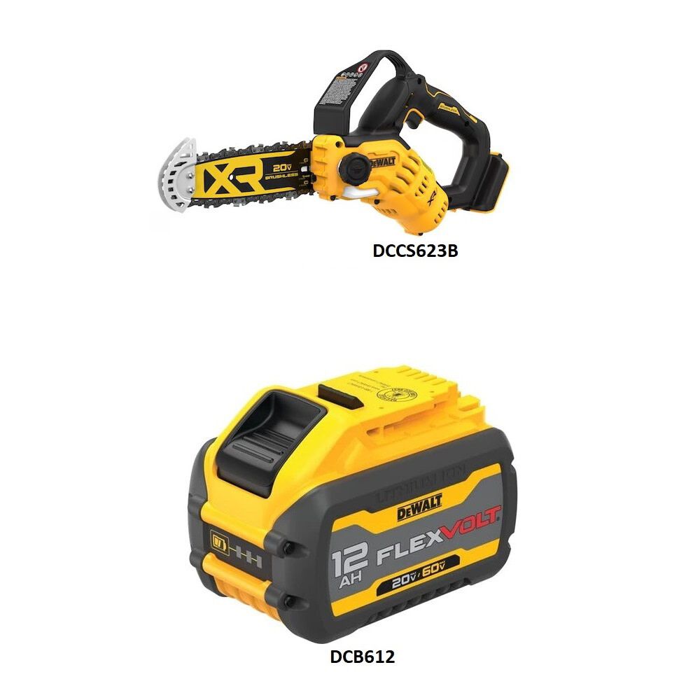 DEWALT 20V MAX Cordless Pruning Chainsaw & 20/60V MAX Battery Bundle, large image number 2