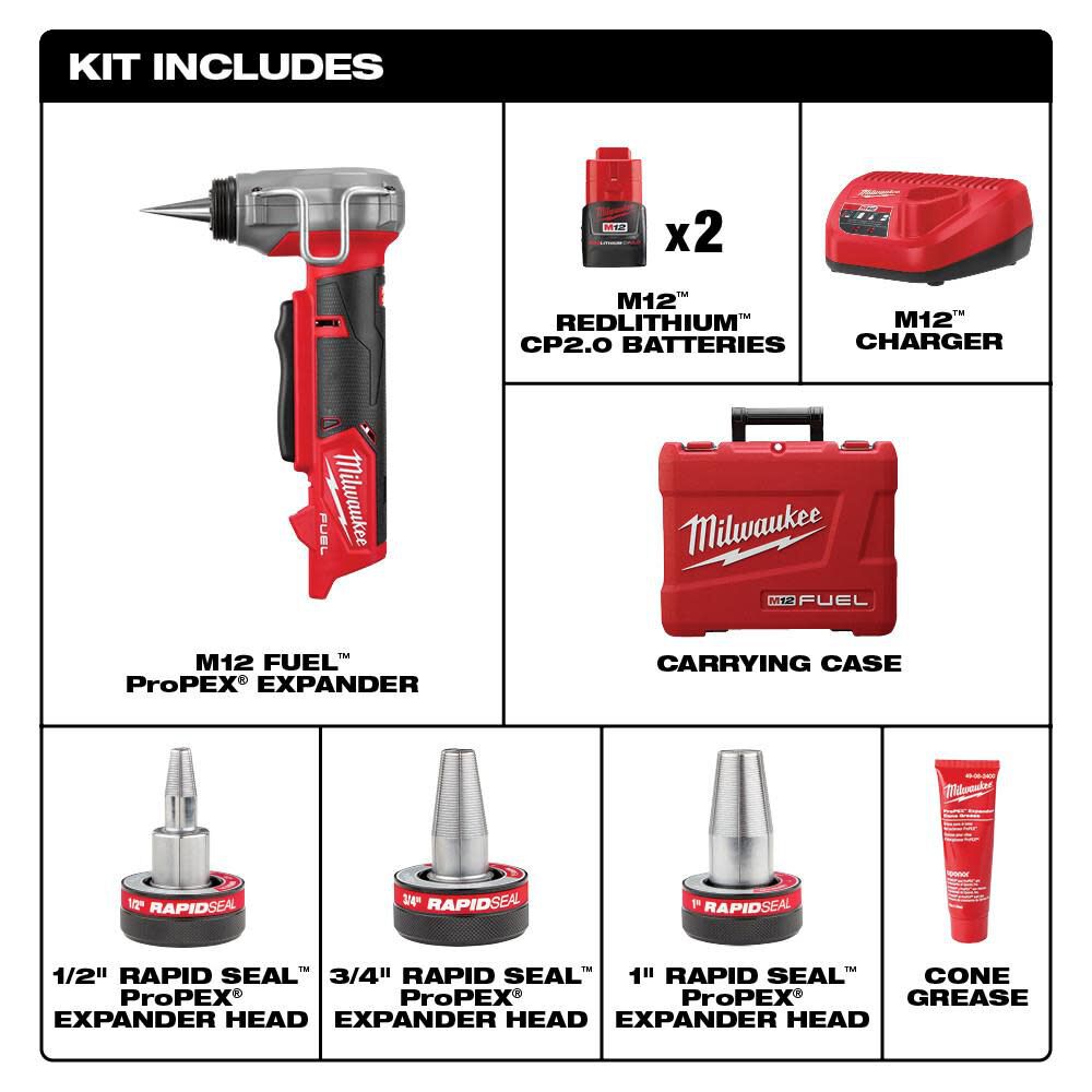 Milwaukee M12 FUEL ProPEX Expander Kit with 1/2
