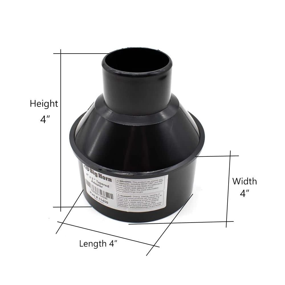 Big Horn 4 Inch x 2 Inch Plastic Reducer For Wood Shop Dust Collection, large image number 6