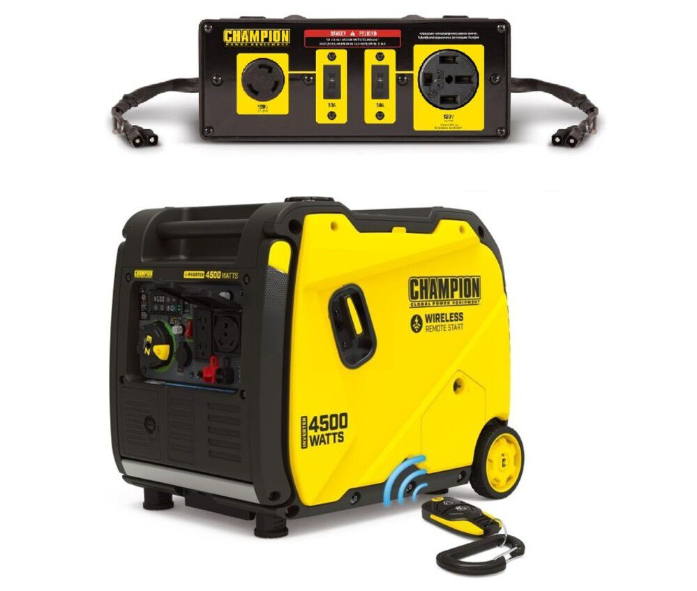 Champion Power Equipment 4500-Watt Wireless Remote Start RV Ready Portable Inverter Generator with Parallel Kit Bundle – ATB000011478