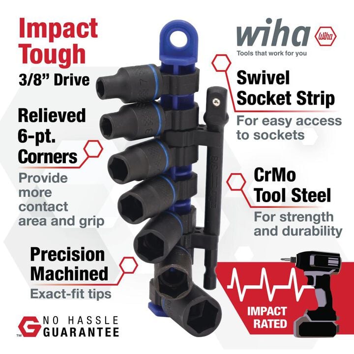 Wiha Promotional 3/8 Inch Drive Metric Impact Socket Set 8 Pieces, large image number 2